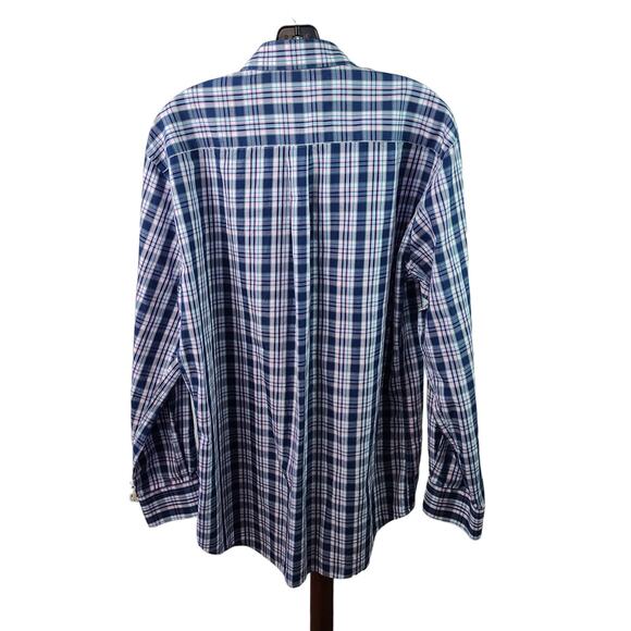 Peter Millar Blue White Pink Button Down Men's Long Sleeve Shirt Large - Picture 2 of 3